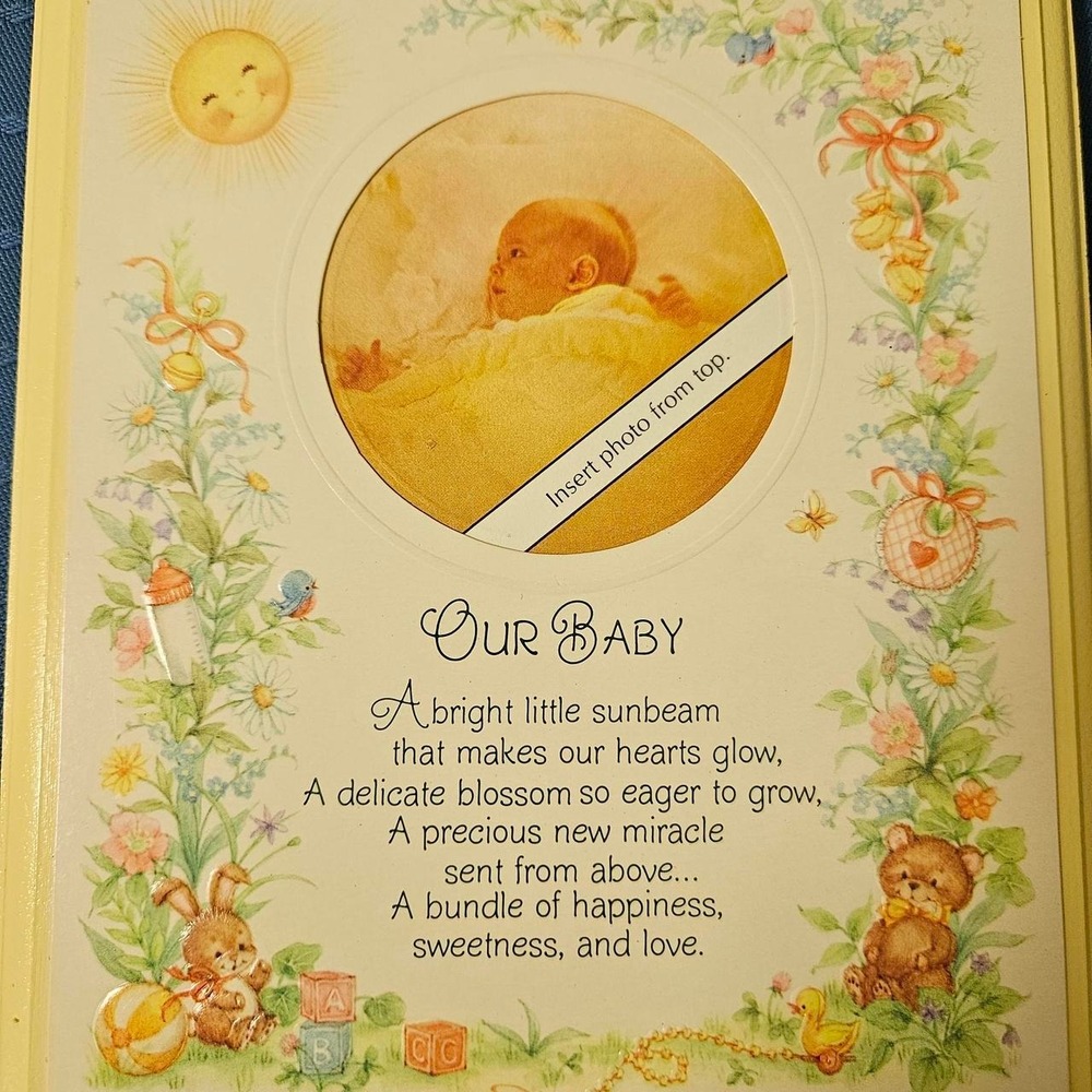 Yellow vintage 1982 Hallmark baby frame with poem - Picture 2 of 3